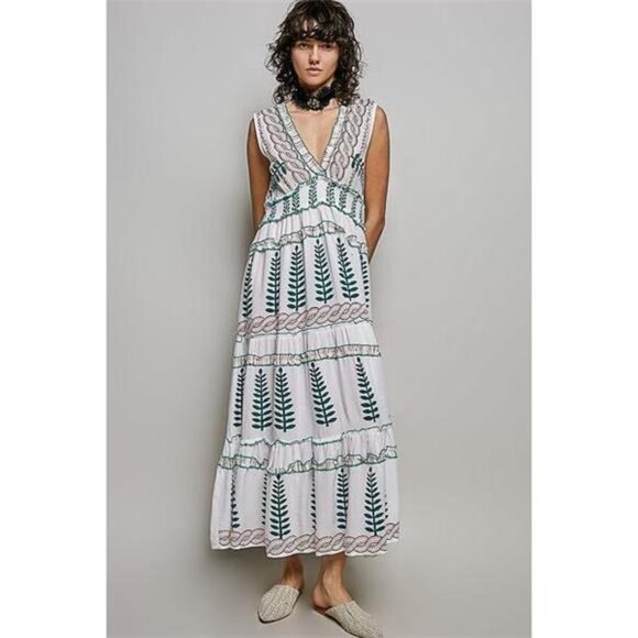 POL Dresses & Skirts - POL Floral Printed Sleeveless Tiered Dress with Smocked Waistband